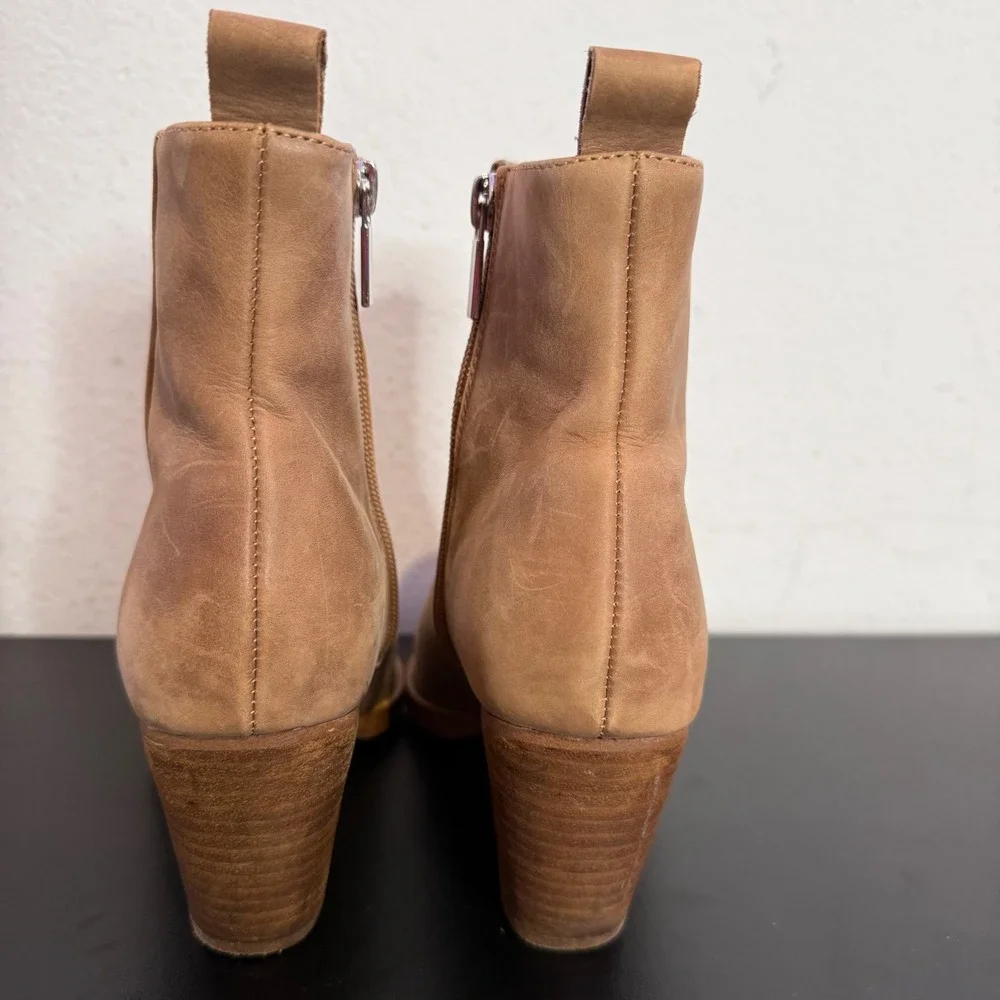 Tony Bianco Pointed Toe Leather Ankle Boots Size 6.5 Block Heel Western‎ BOHO